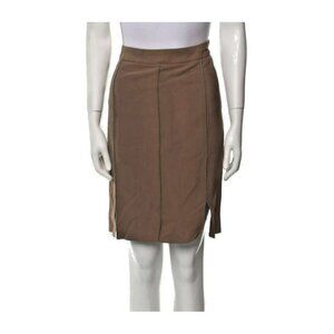 Versace Brown Skirt L Silk Viscose IT46 | US12 Solid Tailored Fit